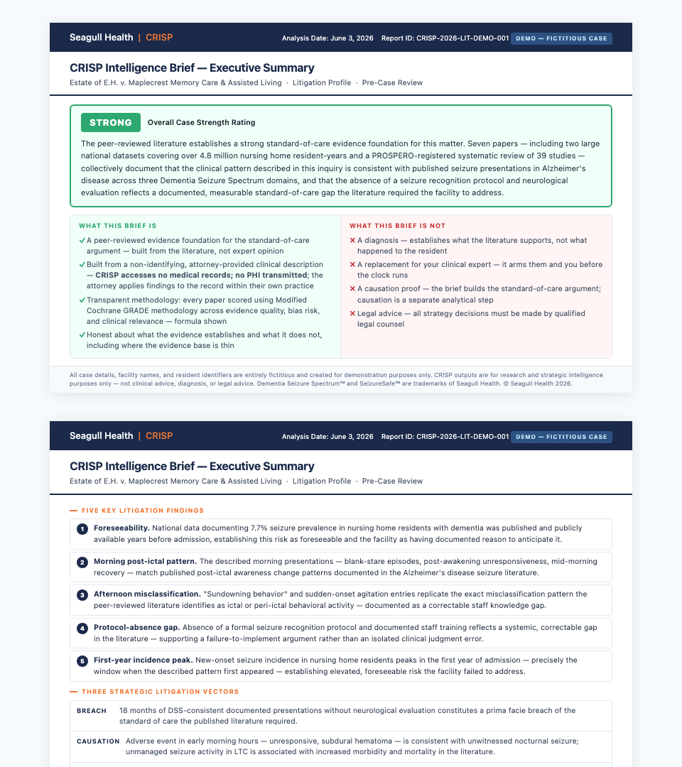 CRISP Intelligence Brief Executive Summary — sample